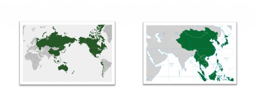 출처: https://en.wikipedia.org/wiki/Asia-Pacific_Economic_Cooperation, https://commons.wikimedia.org/wiki/File:1-12_East_Asia_Green-Grey.png